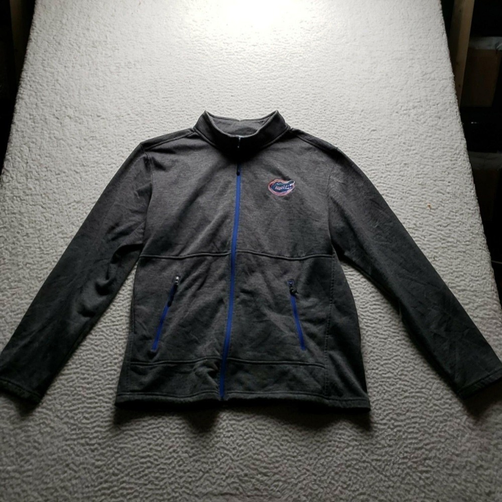Florida Gators Jacket Mens Large Gray NCAA Football Colosseum Full Zip Fleece